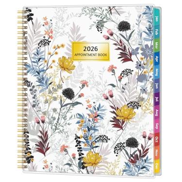 Imagem de Agenda de compromissos 2026 - janeiro a dezembro de 2026, agenda de compromissos com distribuição semanal e mensal, 21 x 27 cm, grande, incrementos de 15 minutos, agenda diária 2026 com bolsos, abas