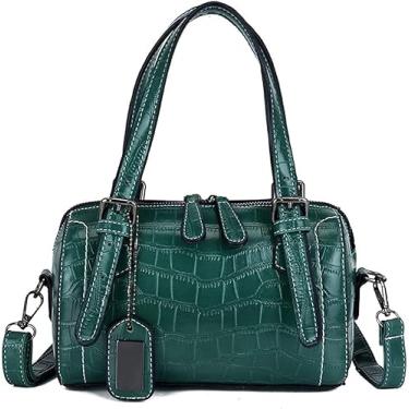 Imagem de Bolsa Feminina Pu Couro Crocodilo Padrão Top Handle Bolsa Messenger Bag, Green
