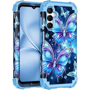 Imagem de LONTECT Capa para Galaxy A15 que brilha no escuro, três camadas, resistente, à prova de choque, policarbonato rígido + capa protetora de corpo inteiro resistente de silicone macio para mulheres e
