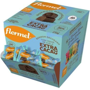 Imagem de Bombom Recheio Avelã Extra Cacau FLORMEL Zero Açúcar- Caixa com 18 Unidades