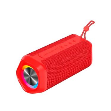 Imagem de Caixa de Som Bluetooth Portátil, 16W, À Prova D'água IPX6, LED RGB, Bateria 1500mAh, USB/TF/FM/AUX, 21x9x9.3cm (Vermelho)