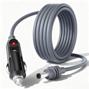 Imagem de Cabo de Alimentação DC para Isqueiro de Carro 12V-24V, 3m, Impermeável, Compatível com Veículos, Ônibus, Barcos, Cabo Robustecido 18AWG para Fonte de Energia DC​