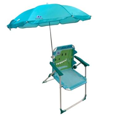 Imagem de Cadeira de Praia e Jardim com Guarda Sol Infantil, Dobrável, Leve e com Trava de Segurança - Dinossauro - RIKABUNI