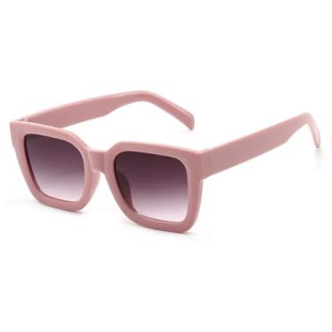 Imagem de JRLLFD Óculos de sol femininos de luxo, armação grande, masculino, feminino, UV400 (rosa, cinza)
