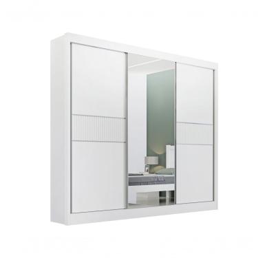 Imagem de Guarda Roupa Cristal Casal 3 Portas Ripado Sem Pés 6 Gavetas D' Doro Branco/ripado