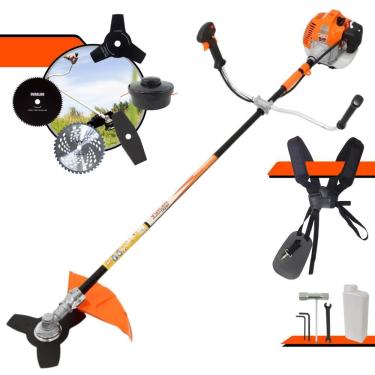 Imagem de Roçadeira Profissional Lateral Vulcan Vr520h À Gasolina 52cc 2,5hp + Faca 2 Pontas 330mm 2,7mm + Faca 40 Dentes 255mm 2