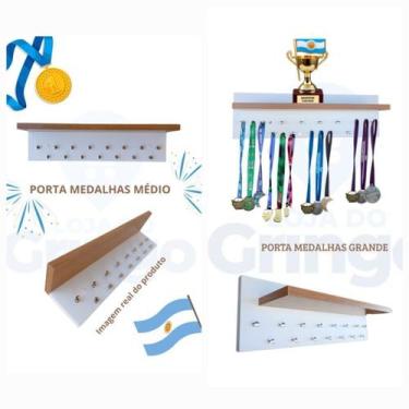 Imagem de Porta Medalhas e Troféu Com Ganchos e Prateleira MDF - A Loja do gring