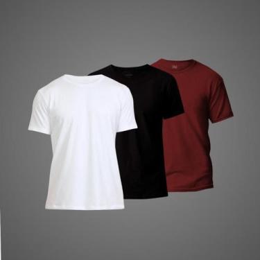 Imagem de Kit 3 Camisetas Básicas Masculinas 100 Algodão Manga Curta Alta Qualid