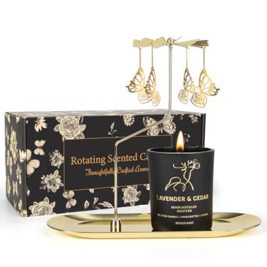 Imagem de Totiro Conjunto de velas de borboleta para mulheres, velas giratórias perfumadas de lavanda para mãe, presente de aniversário, carrossel para esposa, amigas, irmã, Natal, aniversário, dia dos