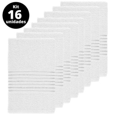 Imagem de KIT 16 TOALHAS DE ROSTO TEKA ESCALA 40X65 cm, Branca