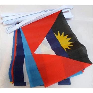 Imagem de AZ FLAG 30 países caribenhos 9 metros BUNTING bandeira 30 bandeiras 9'' x 6'' - 30 bandeiras de corda das nações do Caribe 15 x 21 cm