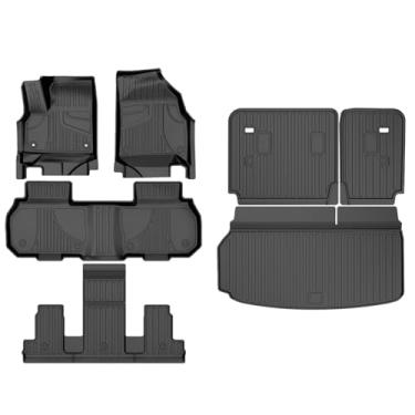 Imagem de AOMSAZTO Tapetes de chão e forro de carga com tapete de encosto para GMC Acadia 2024-2026 (apenas 7 assentos) e Buick Enclave 2025-2026, conjunto completo de forros de piso TPE para todos os climas