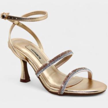 Imagem de Sandália Via Marte Strass Feminina - Dourado, 35