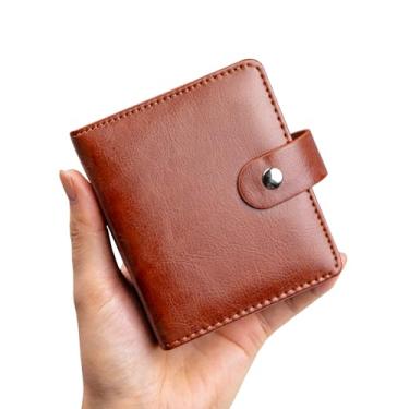 Imagem de Mini álbum de 52 quadros para filme de 2x3 polegadas - Álbum pequeno para câmeras instantâneas Fuji Instax Mini 12 11 9 8 7 40, fotos Polaroid Hi-Print e porta-cartões de fotos Kpop (Marrom)