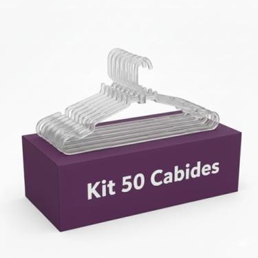 Imagem de Kit 50 Cabides Acrílicos Transparentes, Reforçados, Giratórios, Ideal para Roupas