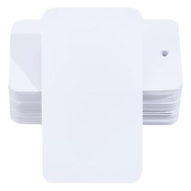 Imagem de SOFPLATE Etiquetas de plástico à prova d'água, 100 peças, etiquetas de plástico branco, retangulares de PVC, 4 x 7 cm, etiquetas suspensas para identificação logística de bagagem, inventário de varejo