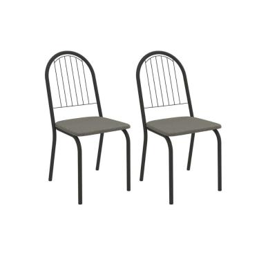 Imagem de Cadeira De Cozinha Noruega 2c077prf Aço Kit 2 Un Preto-linho Escuro - Kappesberg