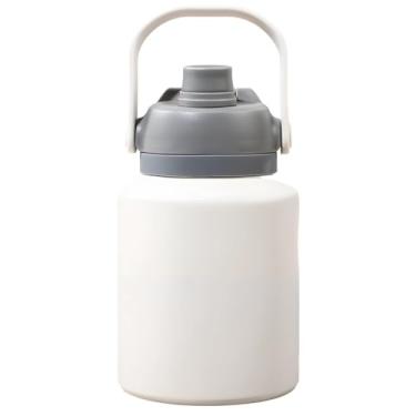 Imagem de Jarro de água de aço inoxidável isolado de 1 galão com canudo, garrafa de viagem, alça de transporte, tampa à prova de vazamento, disponível em preto, azul e