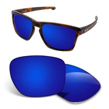 Imagem de Biyxpiv Lentes de substituição de 1,5 mm compatíveis com óculos de sol Oakley Sliver XL OO9341, antiarranhões e resistentes a impactos, Espelhado azul escuro