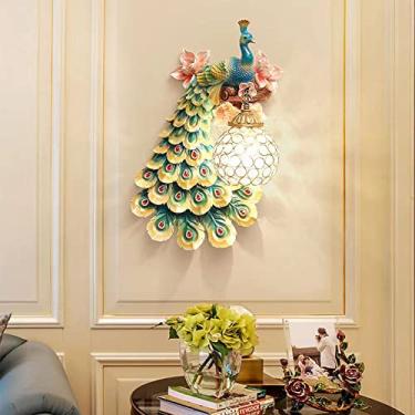 Imagem de Luminária de parede LED American Creative Art Peacock para sala de estar, quarto, escritório, casa de campo, hotel, quarto infantil, corredor (DC Direita)