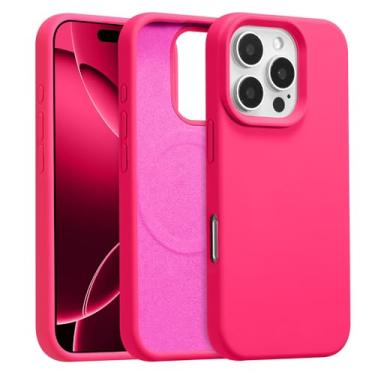 Imagem de UCASONG Capa magnética para iPhone 16E de 6,1 polegadas, capa de silicone líquido premium, [compatível com Magsafe] [forro de microfibra macio antiarranhões], capa de telefone fina e à prova de choque