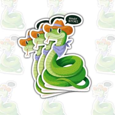 Imagem de 3 peças de adesivos de cobra para óculos inteligentes, decalques engraçados de répteis de desenho animado para laptop, caderno, diário, garrafa de água, carro, presente para adolescentes, estudantes