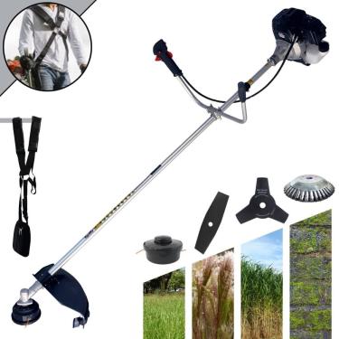 Imagem de Roçadeira Profissional Toyama RT43LB25A 2 Tempos 43cc 10000rpm 1,7HP de Potência Com Carretel de Nylon e Faca 3 Pontas + Faca 2 Pontas + Escova de Aço