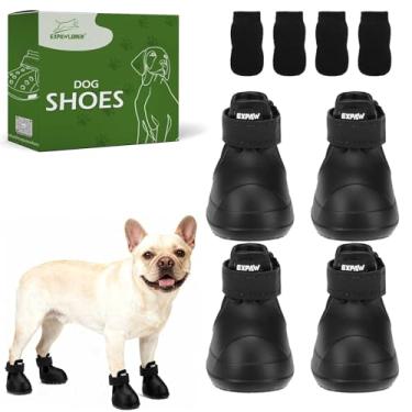 Imagem de EXPAWLORER Sapatos para cães pequenos, médios e grandes, botas de neve antiderrapantes impermeáveis para o inverno com meias, botas para animais de estimação e protetores de patas fáceis de calçar e