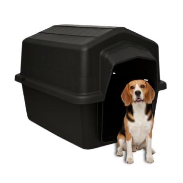 Imagem de Casinha Pet 2 em 1 Grande N5 Caminha Proteção UV | Uso Externo Sol Chuva | Cães Médios até 22kg Labrador Bulldog Beagle | Plástico Rígido Atóxico Resistente | Limpeza Fácil (Preto)