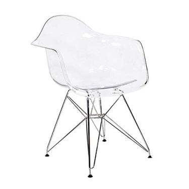 Imagem de LULUMAIC Cadeira de jantar moderna de cristal acrílico transparente para maquiagem doméstica cadeiras de plástico elegantes (pacote com 2)