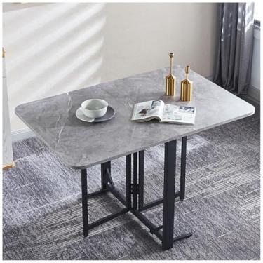 Imagem de HYUIO 60 x 100 cm, mesa de jantar dobrável, mesa de jantar retangular multifuncional extensível, mesa de jantar que economiza espaço, para cozinha, sala de estar