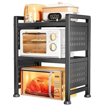Imagem de HHHJQFAAT Suporte de microondas, suporte de microondas, torradeira ajustável para micro-ondas, organizador de bancada de cozinha, para prateleiras de especiarias, suporte de impressora (tamanho único)
