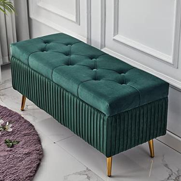 Imagem de Banqueta Ottomans para pés com banco de pés de armazenamento oculto estofado com pernas de metal - banco de cabeceira de cama, banco de janela para sala de estar quarto/cor 10/120 x 40 x 45 cm