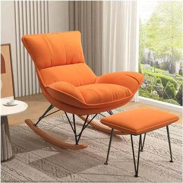 Imagem de FENOKD Cadeiras de balanço, cadeira de balanço com poltrona otomana, poltrona confortável, cadeiras de leitura, cadeiras laterais para sala de estar, quarto, escritórios (laranja tamanho único)