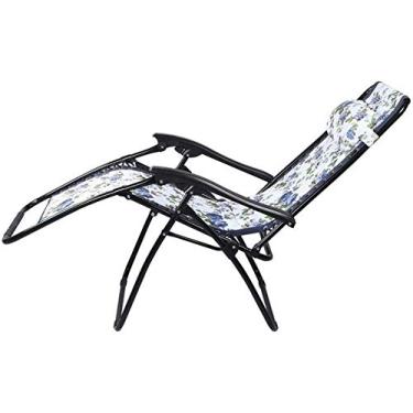 Imagem de Espreguiçadeira de jardim, cadeira dobrável, espreguiçadeira, dobrável, poltrona reclinável de gravidade zero ao ar livre, cadeira portátil para acampamento de gramado de praia com suporte de