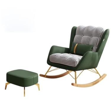 Imagem de FENOKD Cadeira basculante de meados do século com assento acolchoado cadeiras de balanço modernas para sala de estar encosto largo e planador confortável laranja (tamanho único)