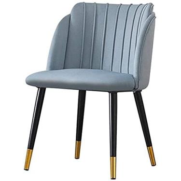 Imagem de Cadeira de jantar de veludo encosto estofado pernas de metal poltrona para sala de estar cadeira de recepção de escritório (cor: cinza)