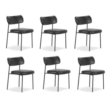Imagem de Kit 6 Cadeiras Estofadas Melissa Sala de Jantar Cozinha Aço Carbono (Preto)