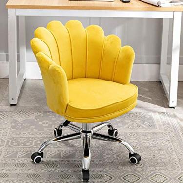 Imagem de Cadeira de escritório para jogos, cadeira de computador, cadeira de mesa estofada, cadeira de destaque de pétala ajustável para sala de estar e quarto, cadeira de veludo para escritório, maquiagem