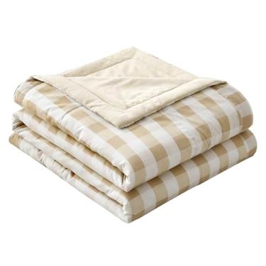 Imagem de Cobertor de cama de algodão refrescante, edredom térmico, dupla face, efeito frio, cobertor de fibra macia, reversível, macio para o verão, ar-condicionado, colcha