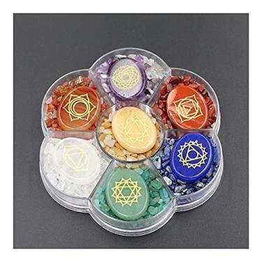 Imagem de Home Collections Pedras de Pedra Cristal Reiki com Símbolos Gravados Coleção Holística Conjunto de 7 Pedras Preciosas de Equilíbrio Decoração