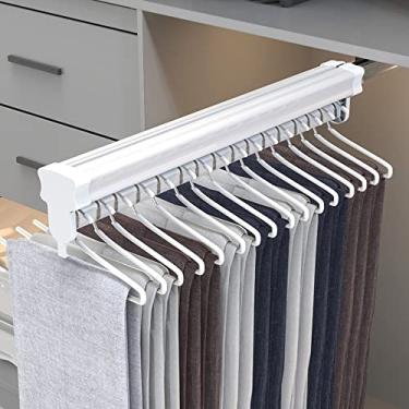 Imagem de Cabide retrátil para roupas, suporte para calças, suporte para calças, varão deslizante para armário, suporte organizador de guarda-roupa para cachecol, camisa, saia, jeans (tamanho: C26 cm)