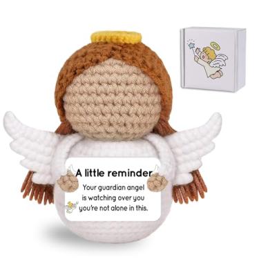 Imagem de Lednica Presentes de anjo de crochê positivo para mãe, amiga, enfermeira, professora, câncer, anjo de crochê positivo para auto-motivação espiritual católica, igreja, decoração emocional, apoio