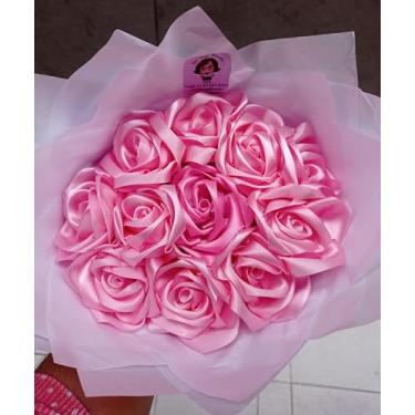 Imagem de Buquê de Rosas Eternas de Cetim (10 Rosas) (Rosa)