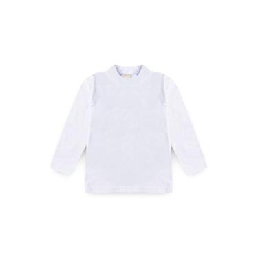 Imagem de Blusa Inverno Menina Branco Manga Longa e Gola Alta em Cotton - Moleka