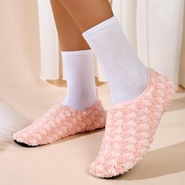 Imagem de Pantufas domésticas para mulheres, masculinas, quentes, térmicas, macias, leves, sem cadarço, para uso interno e externo, rosa, 6-7 Women/4.5-5.5 Men