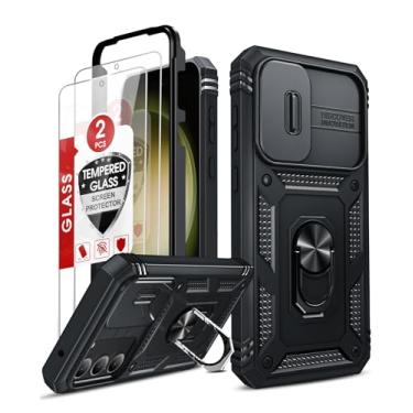 Imagem de LeYi Capa para celular Galaxy S23-FE: Capa para Samsung Galaxy S23 FE com 【2 peças】 Protetor de tela S23 FE vidro temperado e suporte magnético, 【Military-Grade】 Capa de câmera deslizante para Samsung