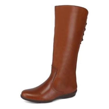 Imagem de Bota Feminina Montaria Couro Zíper Lateral Ajuste na Panturrilha Conforto-Feminino