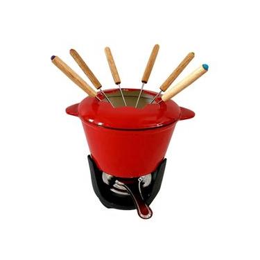 Imagem de Fondue Para Queijo Em Ferro Fundido Vermelho 10 Peças - Fracalanza