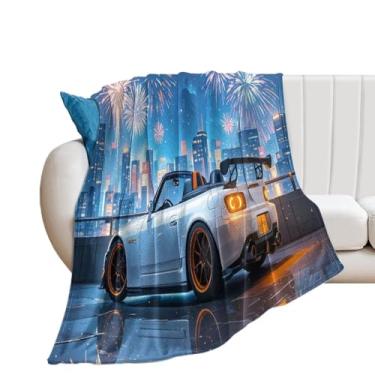 Imagem de HouLaiZhe Cobertor super macio de flanela JDM carro S2000 fogos de artifício cobertores refrescantes leves para sofá-cama cadeira sofá carro viagens ao ar livre leve quente 76 cm x 127 cm